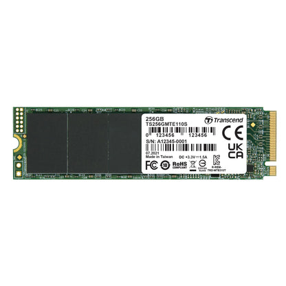 Transcend MTE110S 256 GB NVMe PCIe Gen3 x4 M.2 2280 Internal Solid State Drive (SSD) 3D TLC NAND (TS256GMTE110S