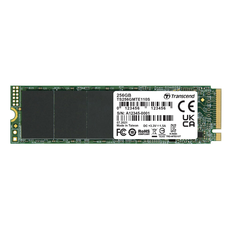 Transcend MTE110S 256 GB NVMe PCIe Gen3 x4 M.2 2280 Internal Solid State Drive (SSD) 3D TLC NAND (TS256GMTE110S
