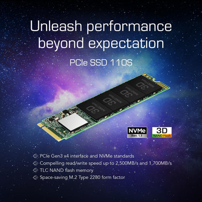 Transcend MTE110S 256 GB NVMe PCIe Gen3 x4 M.2 2280 Internal Solid State Drive (SSD) 3D TLC NAND (TS256GMTE110S