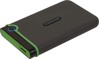 Transcend 2TB StoreJet 25M3 USB 3.1 Portable Hard Drive Rugged, Anti-Shock Resistant, Compact and Lightweight with Lightning-Fast Speeds and a One Touch Backup Button (Iron Grey) TS2TSJ25M3