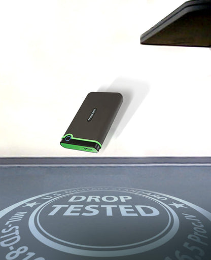 Transcend 2TB StoreJet 25M3 USB 3.1 Portable Hard Drive Rugged, Anti-Shock Resistant, Compact and Lightweight with Lightning-Fast Speeds and a One Touch Backup Button (Iron Grey) TS2TSJ25M3
