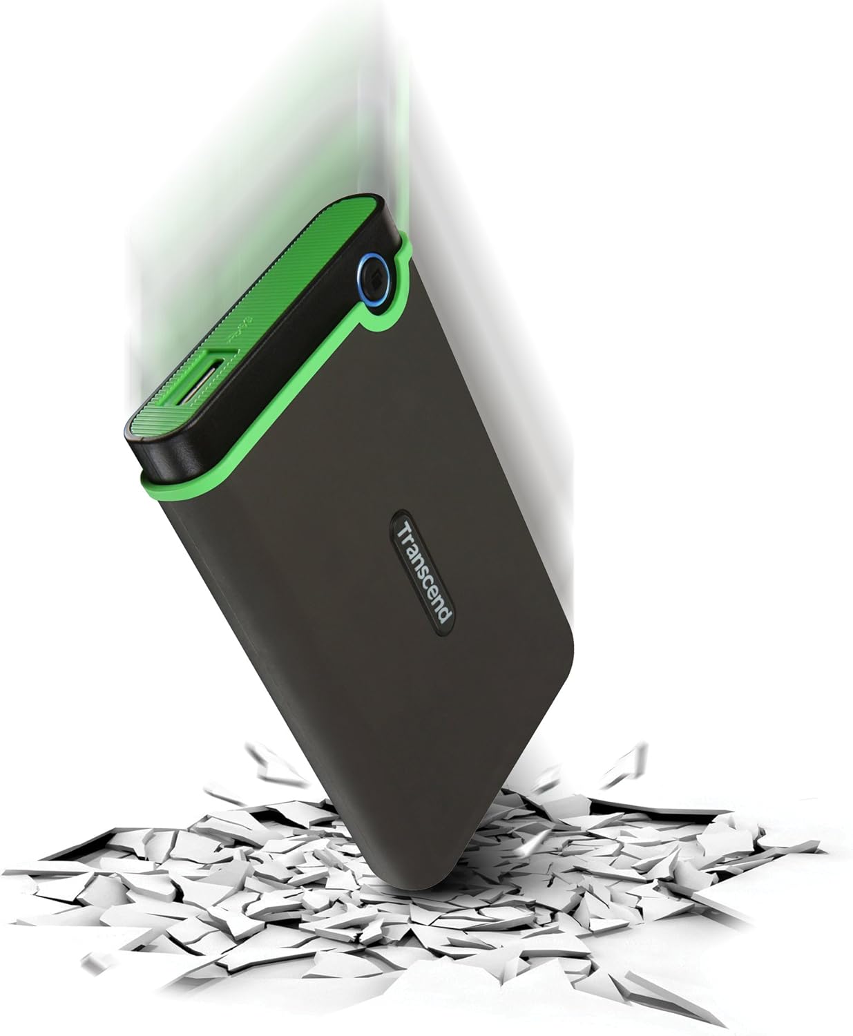 Transcend 2TB StoreJet 25M3 USB 3.1 Portable Hard Drive Rugged, Anti-Shock Resistant, Compact and Lightweight with Lightning-Fast Speeds and a One Touch Backup Button (Iron Grey) TS2TSJ25M3