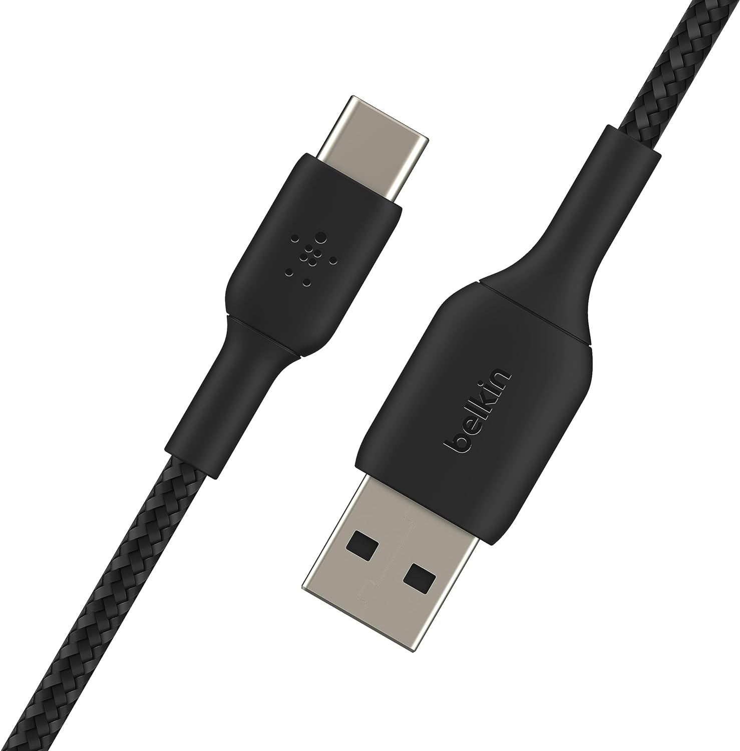 Belkin BoostCharge Braided USB C charger cable, USB-C to USB-A cable, USB type C charging cable for iPhone 15, Samsung Galaxy S23, Google Pixel, iPad, MacBook, Nintendo Switch and more - 2m