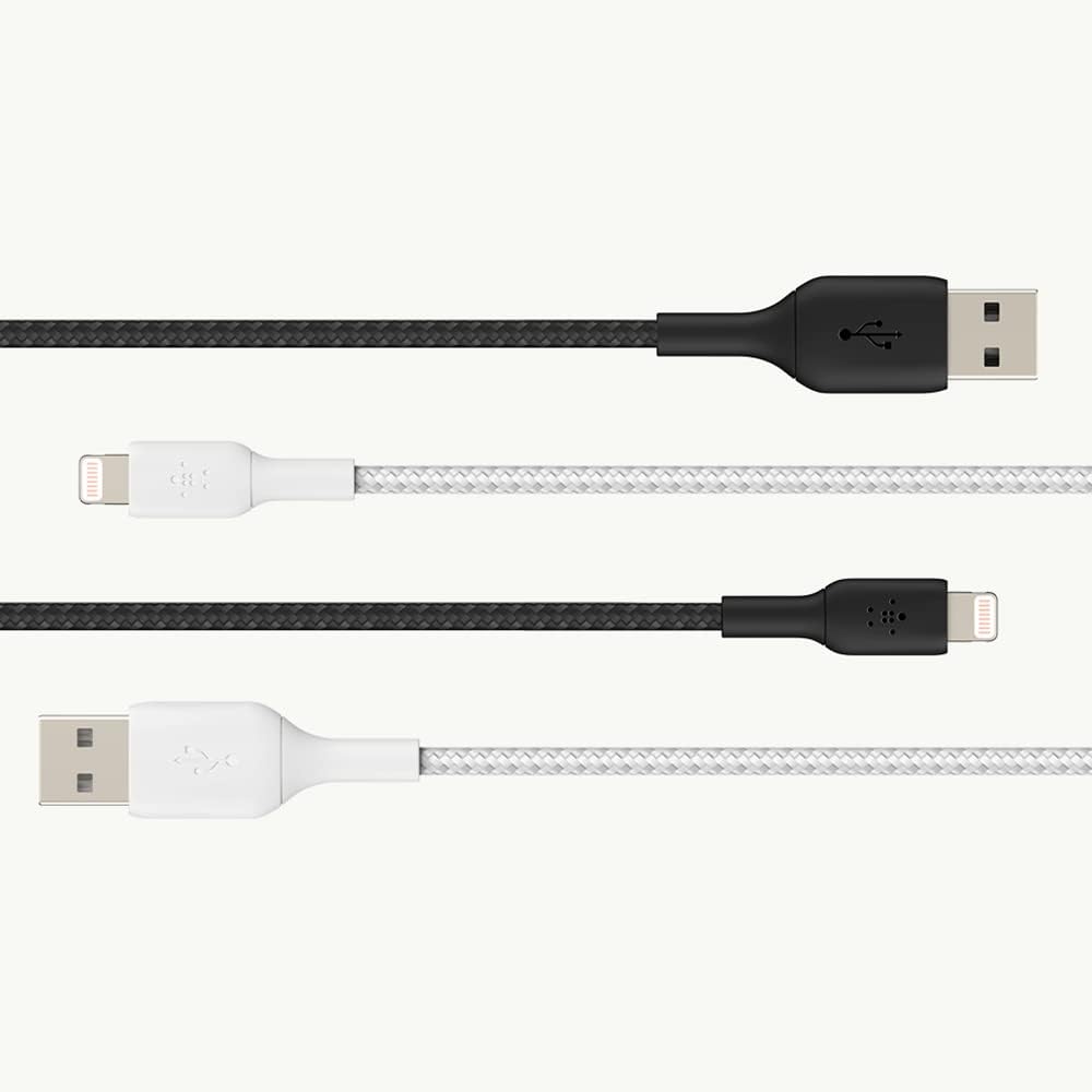 Belkin Braided Lightning Cable (Boost Charge Lightning To USB Cable IPhone, IPad, AirPods) MFi-Certified IPhone Charging Cable, Braided Lightning Cable (2m, Black