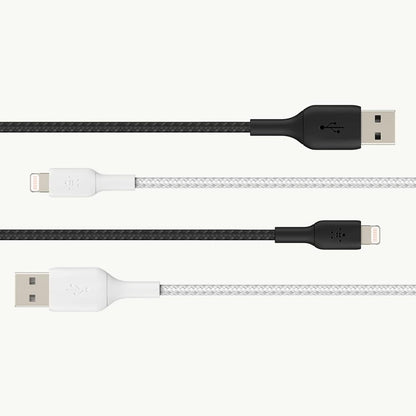 Belkin Braided Lightning Cable (Boost Charge Lightning To USB Cable IPhone, IPad, AirPods) MFi-Certified IPhone Charging Cable, Braided Lightning Cable (2m, Black