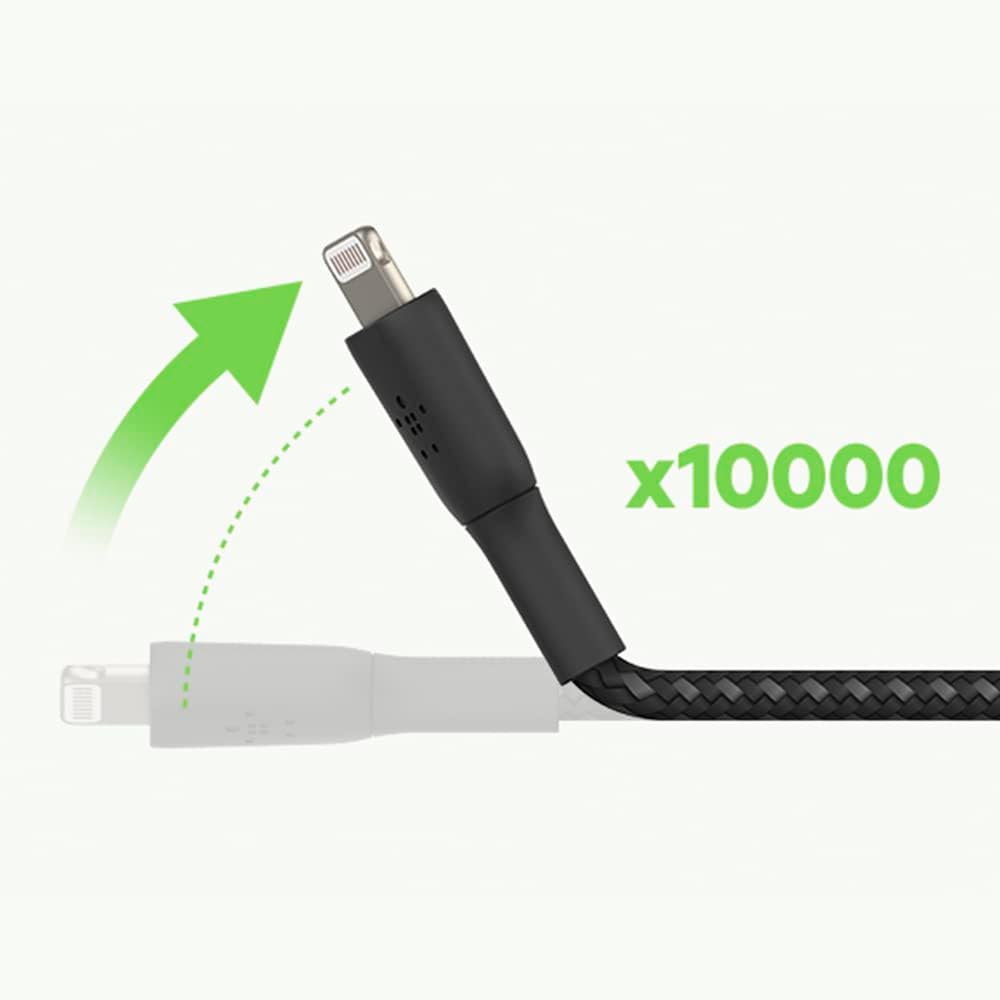Belkin Braided Lightning Cable (Boost Charge Lightning To USB Cable IPhone, IPad, AirPods) MFi-Certified IPhone Charging Cable, Braided Lightning Cable (2m, Black