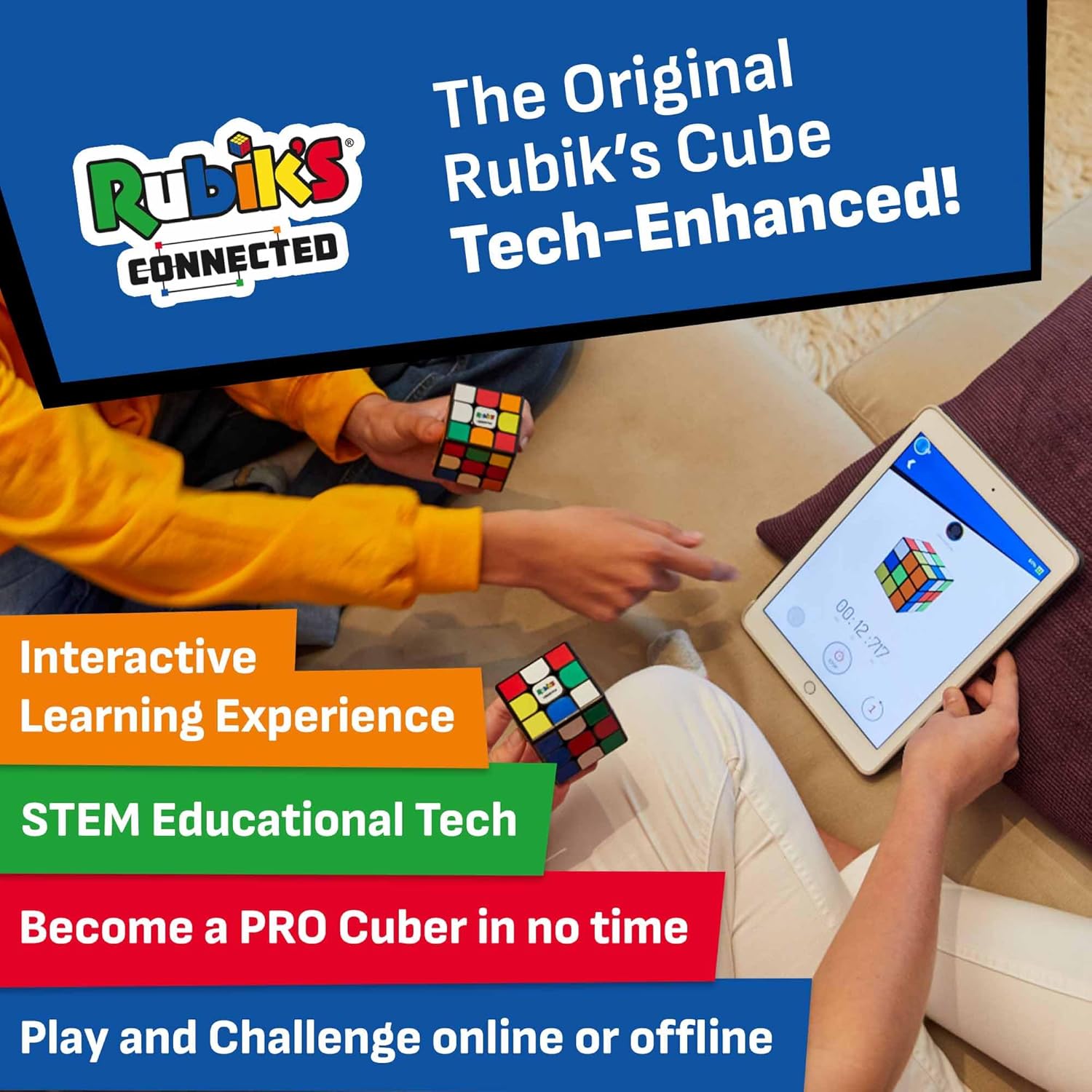 The Original Rubik’s Connected - Smart Digital Electronic Rubik’s Cube That Allows You to Compete with Friends & Cubers Across The Globe. App-Enabled STEM Puzzle That Fits All Ages and Capabilities