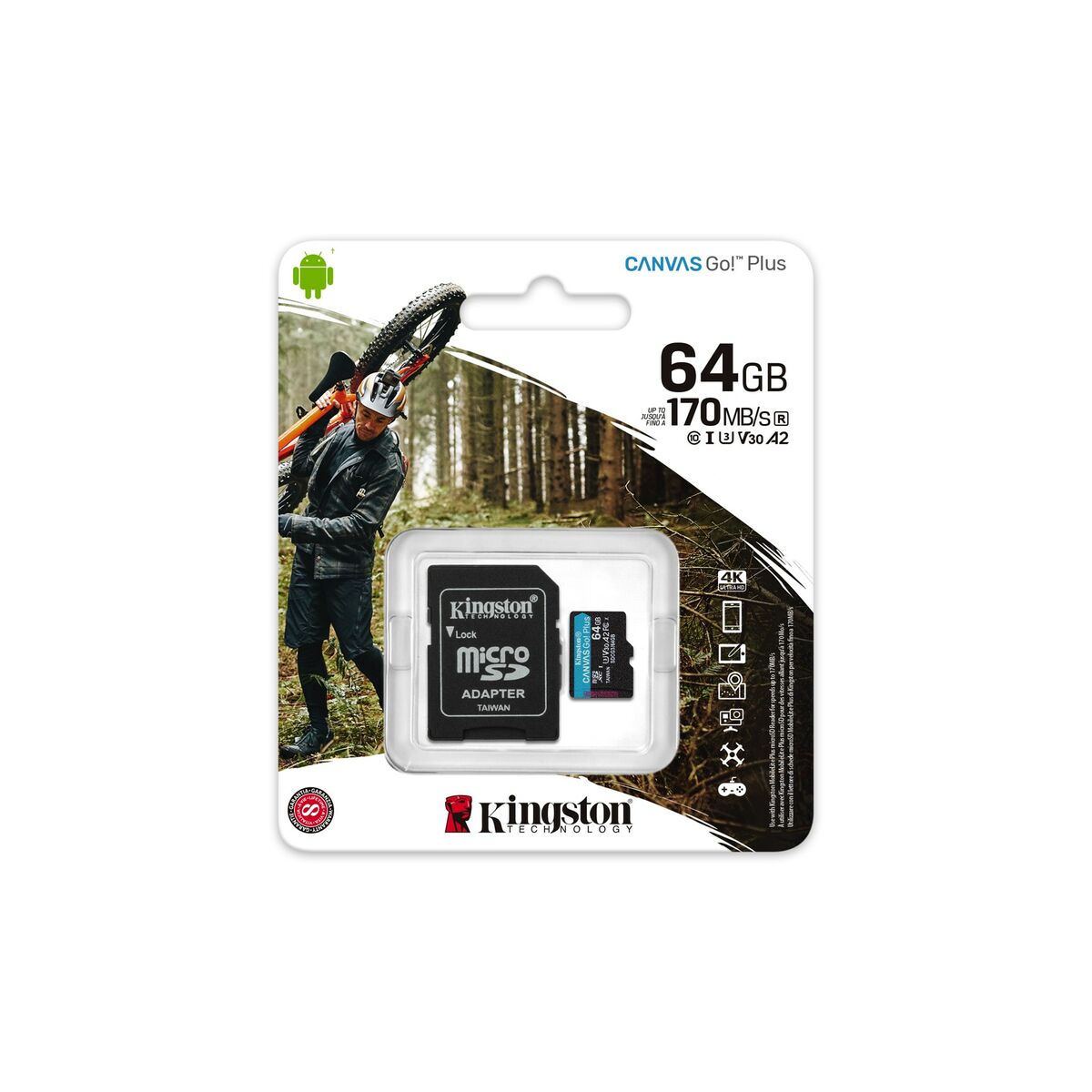 Micro SD Memory Card with Adaptor Kingston Canvas Go! Plus 64 GB