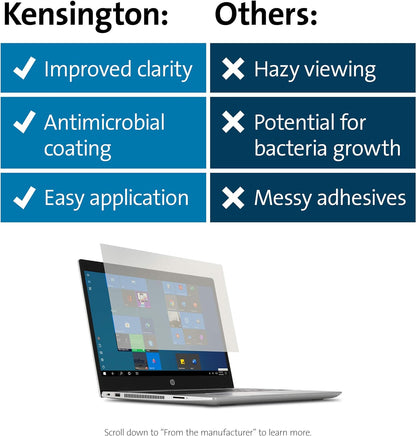 Kensington Anti Glare Laptop Screen Filter - Anti-Glare and Blue Light Reduction Laptop Filter for 14 inch Laptops, Glare & Reflection Reducing Screen Protector, Touch Screen Compatible (627553