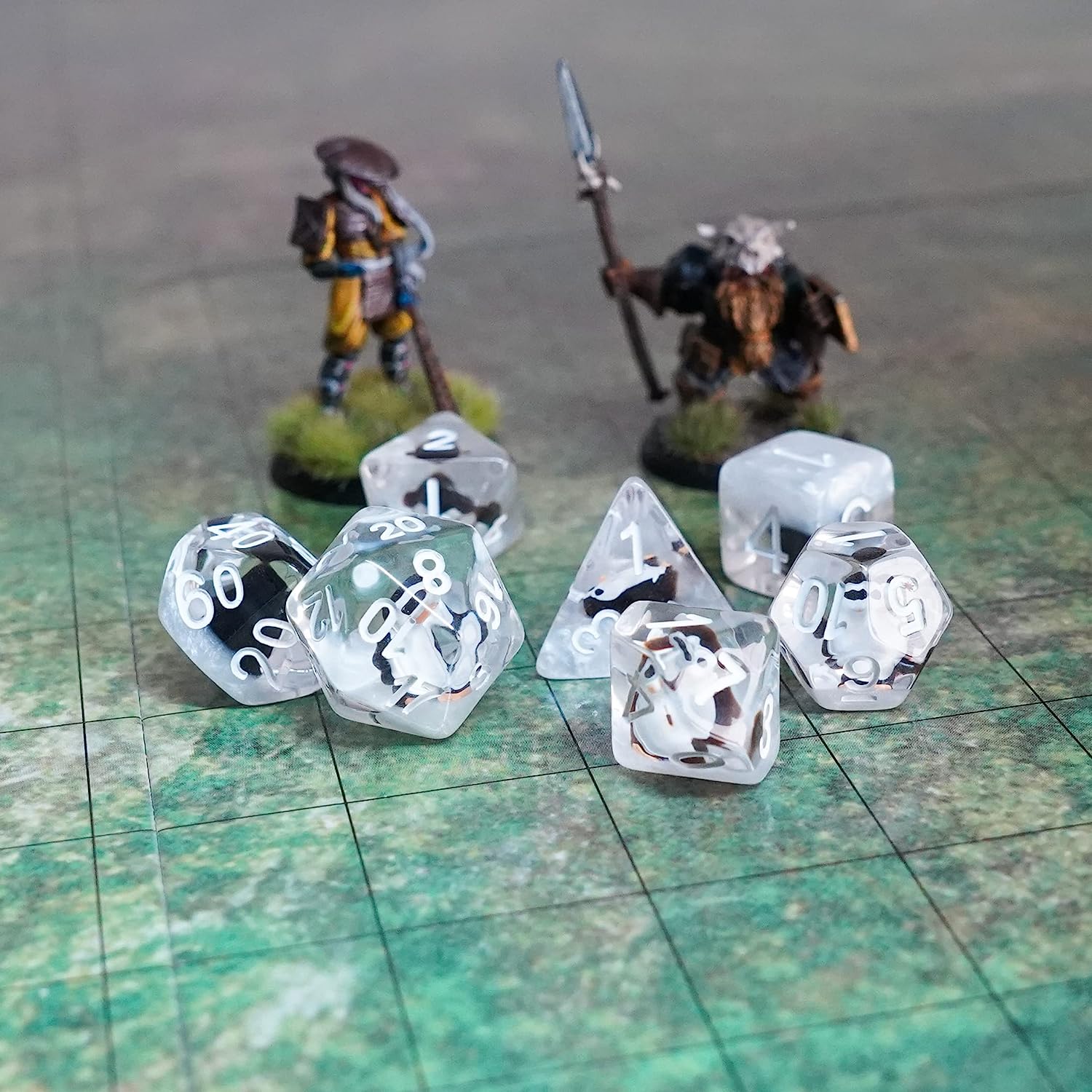 Resin Poly Dice Set: Penguin Dice
