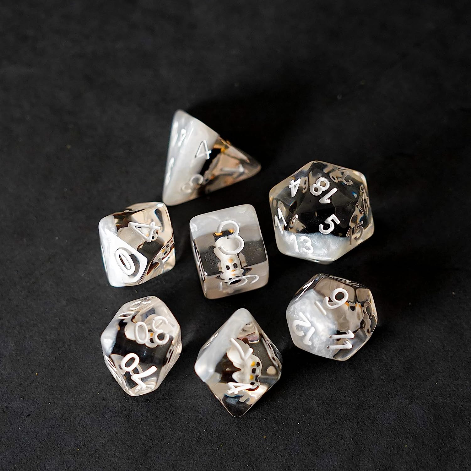 Resin Poly Dice Set: Penguin Dice