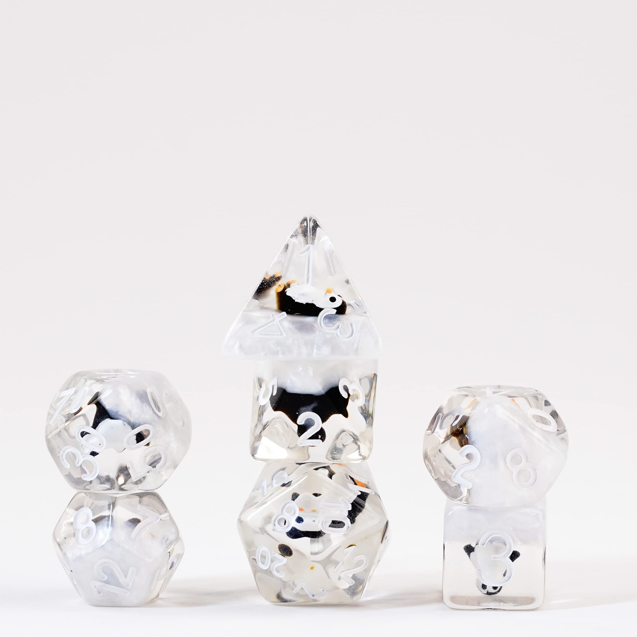 Resin Poly Dice Set: Penguin Dice