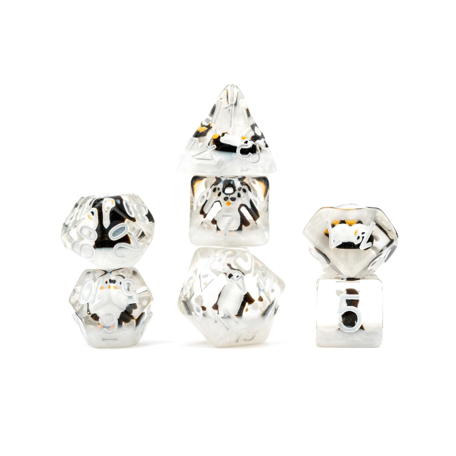 Resin Poly Dice Set: Penguin Dice