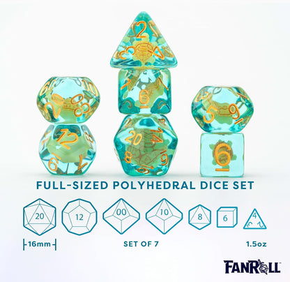 Resin Poly Dice Set: Turtle Dice