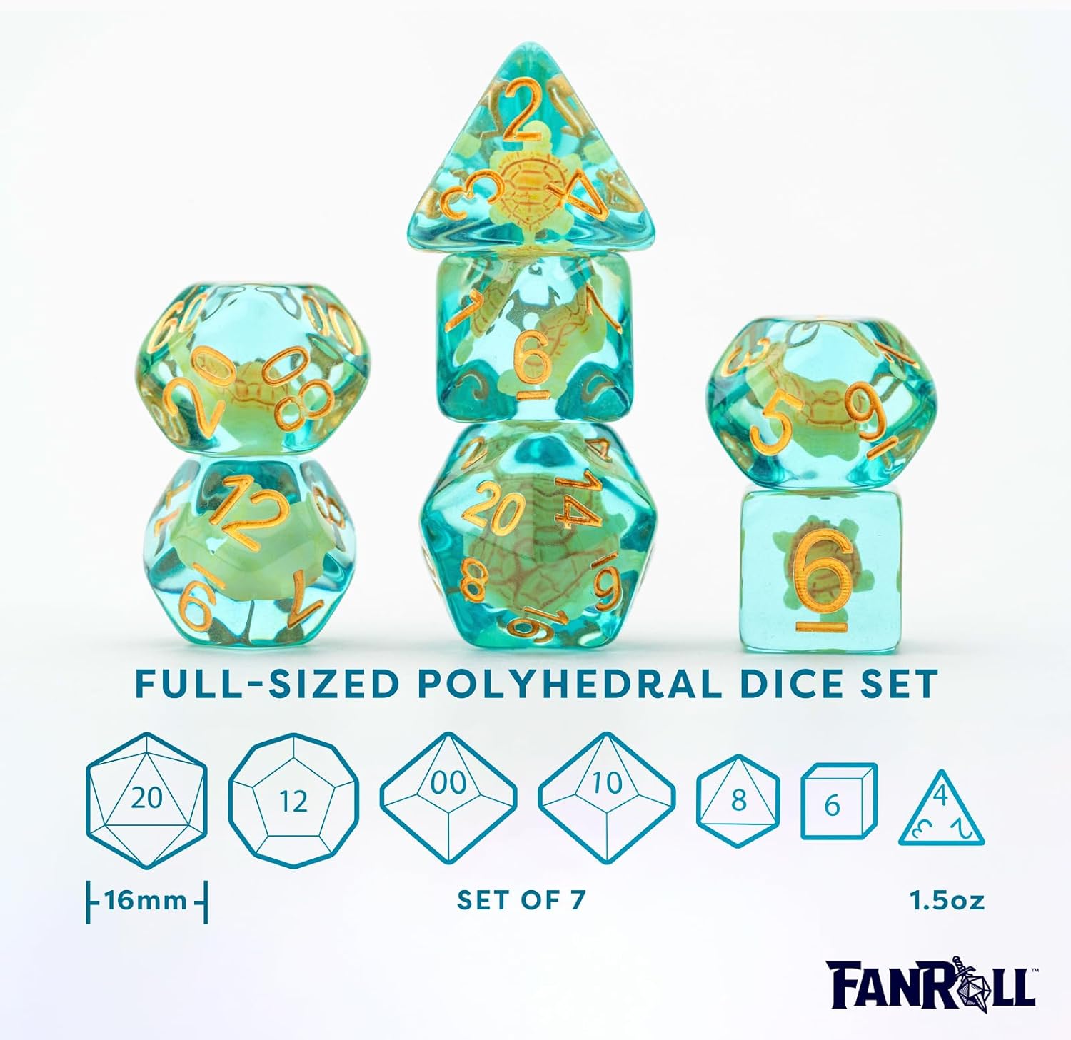 FanRoll by Metallic Dice Games Dés DND en résine 16 mm pour donjons et dragons