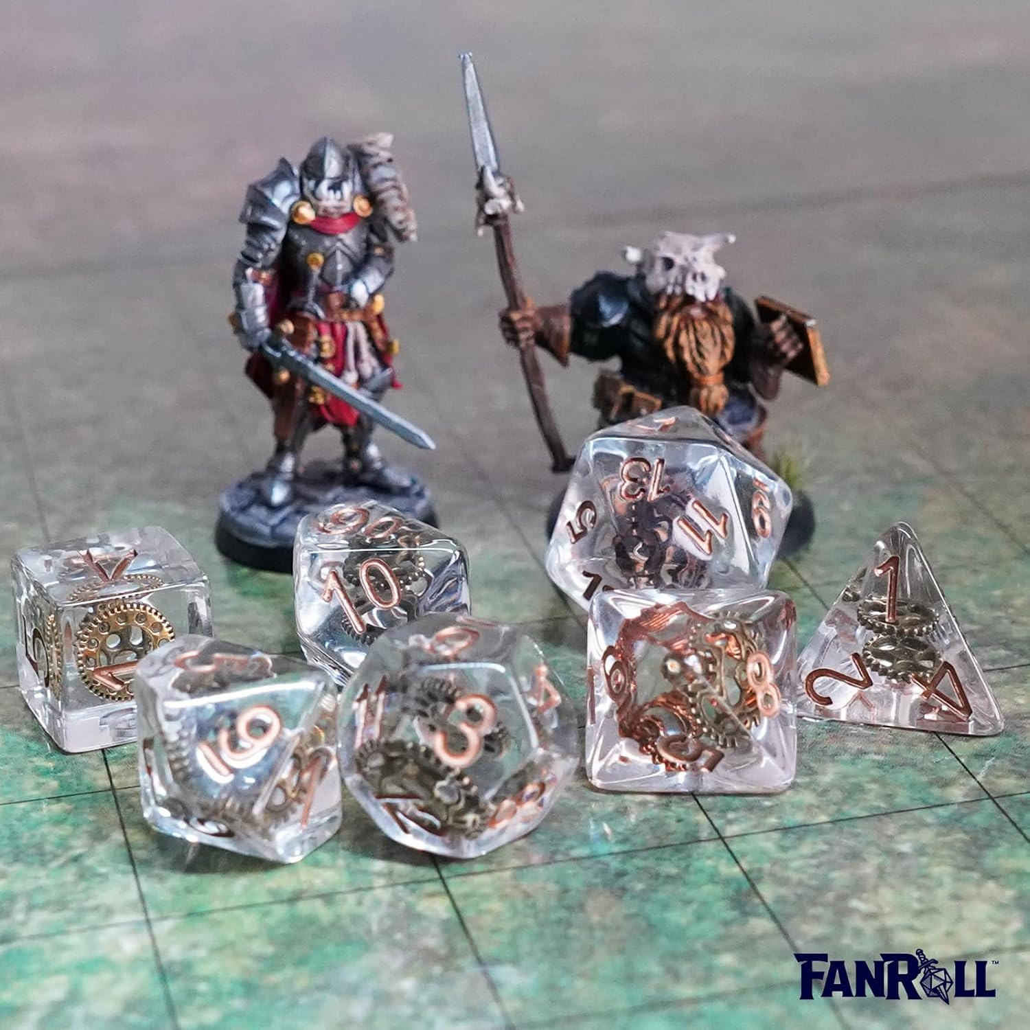 Resin Poly Dice Set: Gear Dice