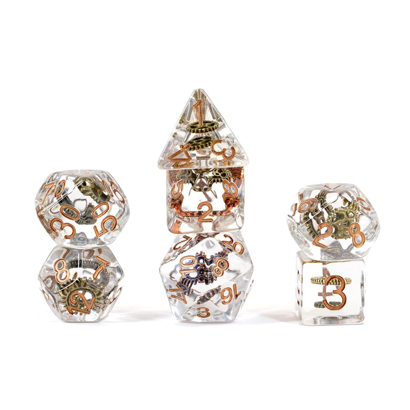 Resin Poly Dice Set: Gear Dice