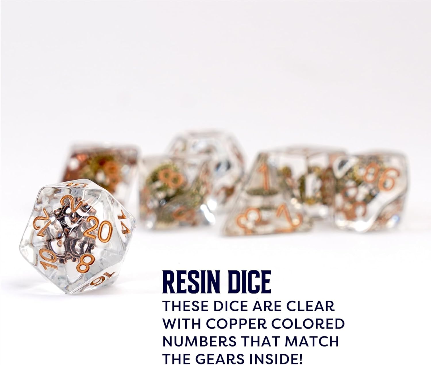 Resin Poly Dice Set: Gear Dice
