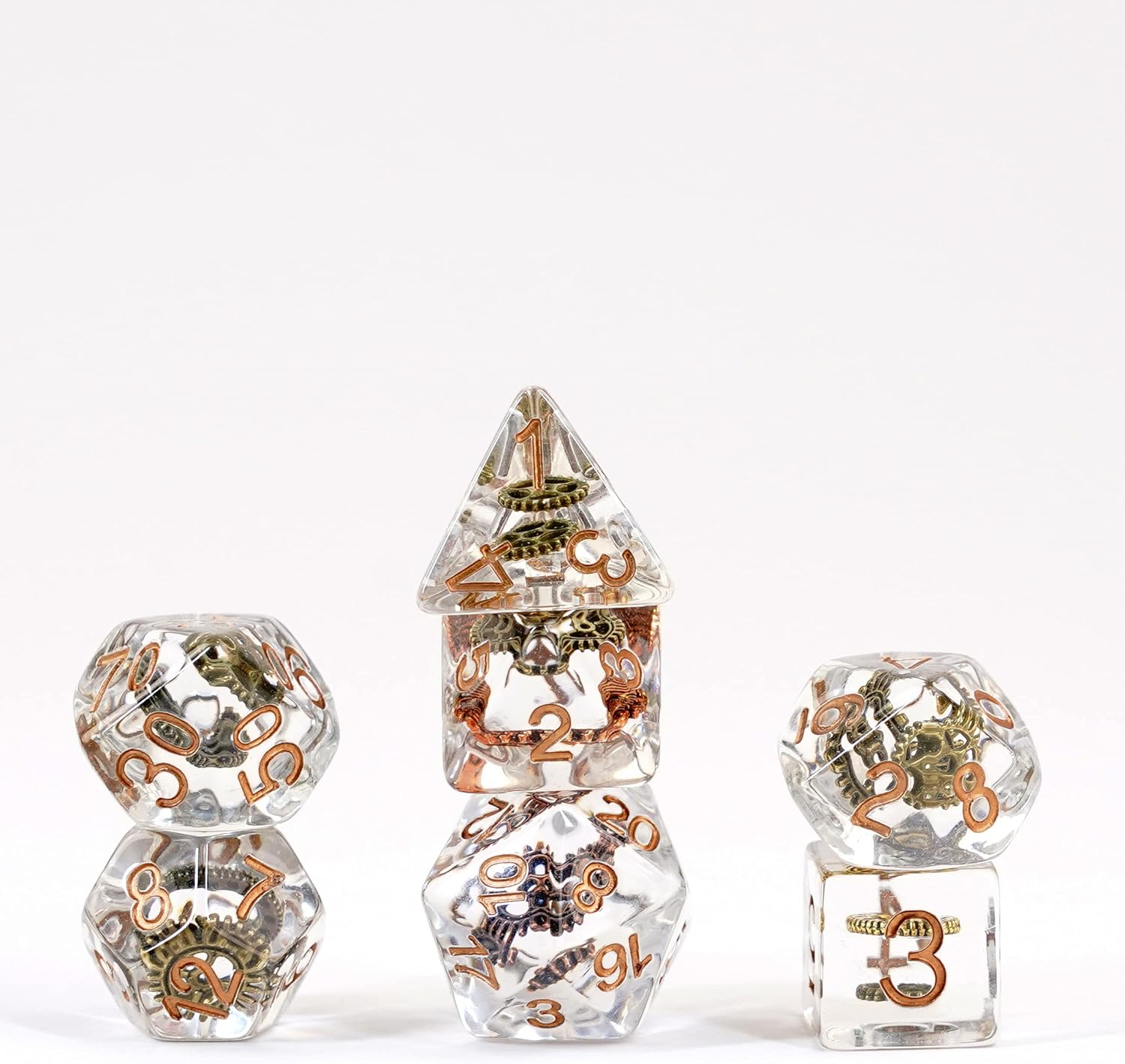 Resin Poly Dice Set: Gear Dice