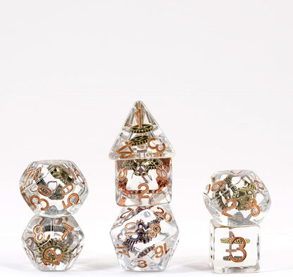 Resin Poly Dice Set: Gear Dice