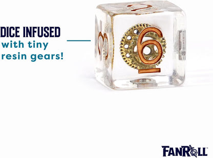Resin Poly Dice Set: Gear Dice