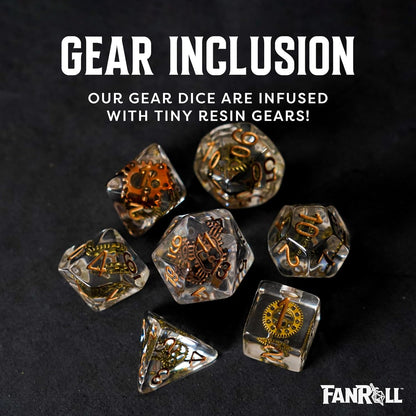 Resin Poly Dice Set: Gear Dice