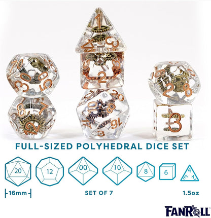 Resin Poly Dice Set: Gear Dice