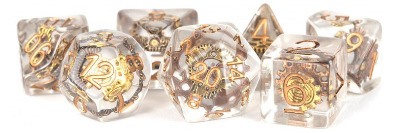 Resin Poly Dice Set: Gear Dice