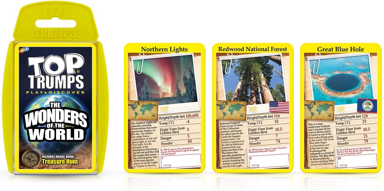 Top Trumps Wonders of The World Classics Kartenspiel: Entdecken Sie interessante Fakten in diesem pädagogischen Spiel, einschließlich der Höhe des Mount Everest, für 2 Spieler und mehr als 6 Jahre.