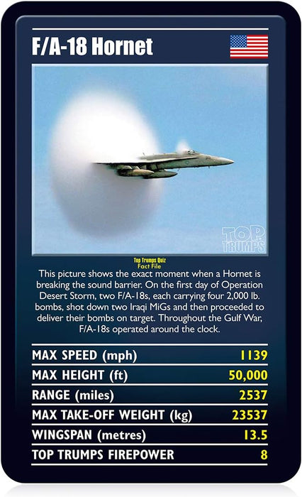 Top Trumps Ultimate Military Jets Classics Card Game, learn facts about the Dassault Rafale and the E-3 Sentry in this educational packed game, 2 plus players makes a great gift for ages 6 plus