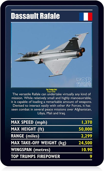 Top Trumps Ultimate Military Jets Classics Card Game, learn facts about the Dassault Rafale and the E-3 Sentry in this educational packed game, 2 plus players makes a great gift for ages 6 plus