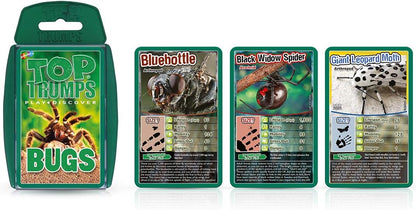 Top Trumps Bugs Classic Card Game, learn facts about the Black Widow, furry Tarantula, Praying Mantis and the Ladybird in this educational packed game, gift and toy for boys and girls aged 6 plus Bugs