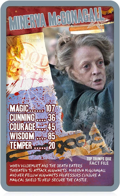 Top Trumps Juego de Cartas Especiales de Harry Potter y Las Reliquias de la Muerte Parte 2, Juega con Harry, Ron, Hermione, Dumbledore y Hagrid, Educativo para 2 Jugadores en adelante es un Gran