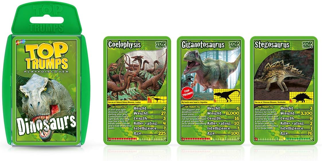 Top Trumps Dinosaurs Classics Card Game, Discover interesting facts in this educational packed game including the killer rating for a Tyrannosaurus Rex, makes a great gift for ages 6 plus