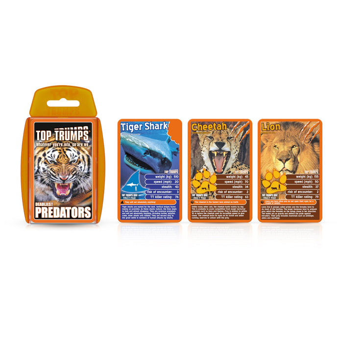 Top Trumps Deadliest Predators Classic Card Game, learn facts about the Great White Shark, Komodo Dragon and the King Cobra in this educational pack, gift and toy for boys and girls aged 4 plus