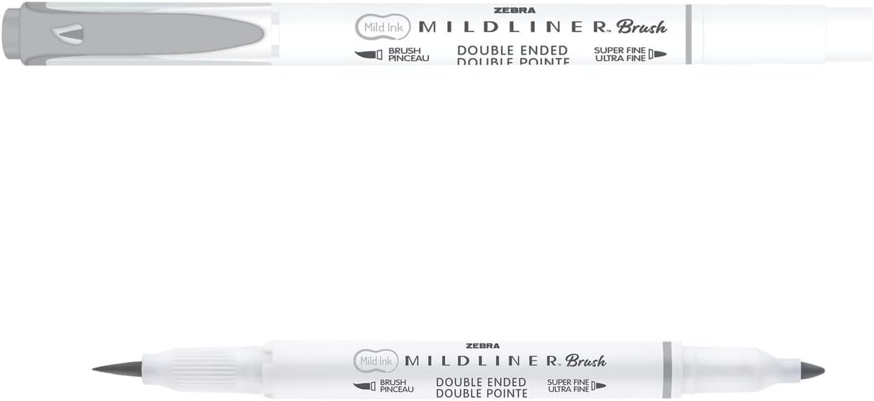 Zebra Pen MILDLINER Dual Tip Brush Pens, Felt Tip Pens For Adults, Bullet Tip & Brush Tip For Style & Convenience, Double Ended Mildliner Colouring Pens, Cool & Refined Colours 5pk