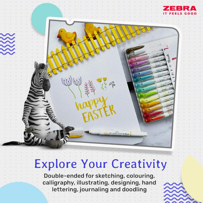 Zebra Pen MILDLINER Dual Tip Brush Pens, Felt Tip Pens For Adults, Bullet Tip & Brush Tip For Style & Convenience, Double Ended Mildliner Colouring Pens, Cool & Refined Colours 5pk