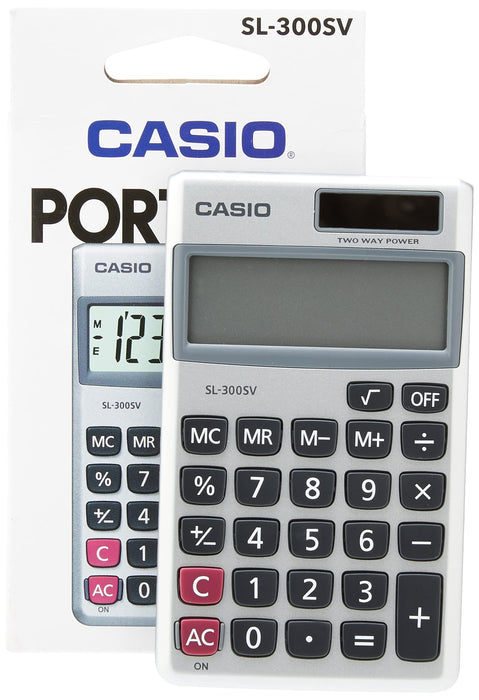 Casio SL-300SV, 8 Digit Pocket Calculator, Silver