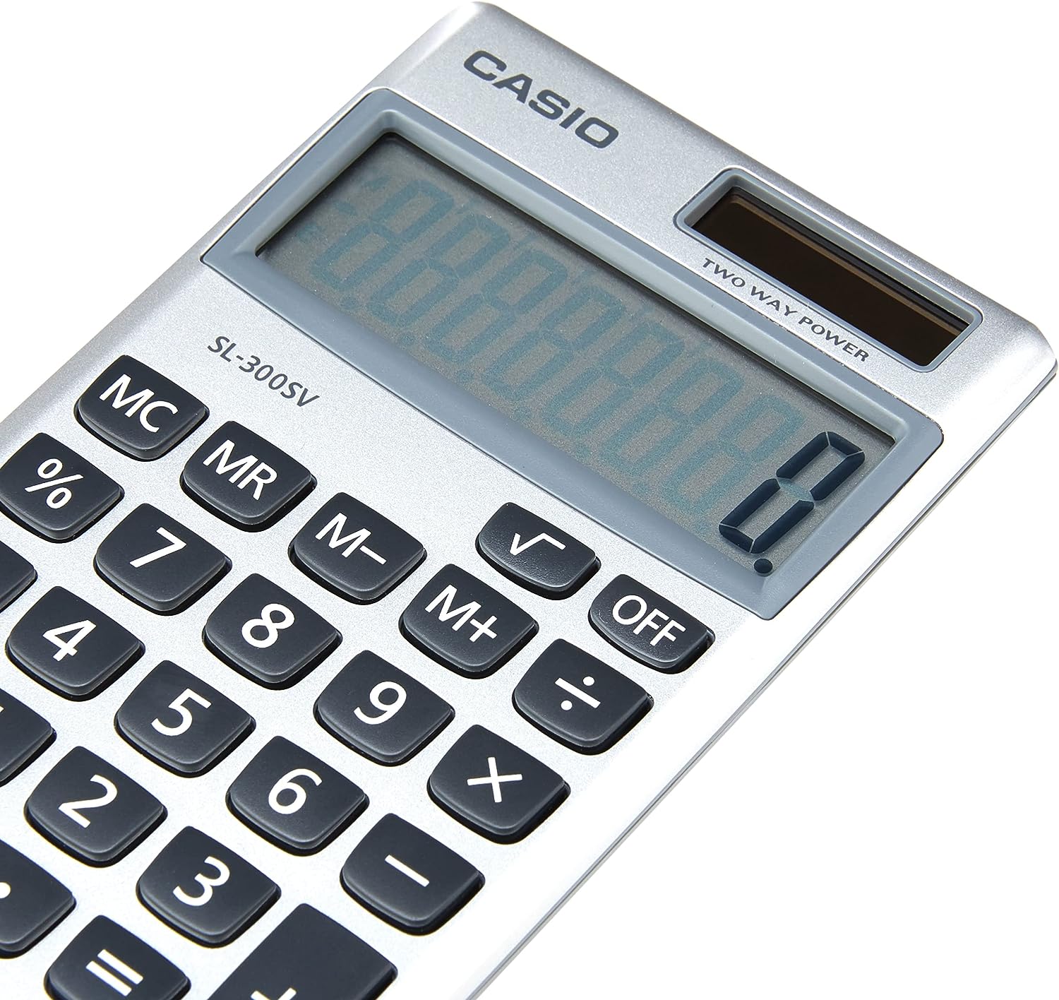 Casio SL-300SV, 8 Digit Pocket Calculator, Silver
