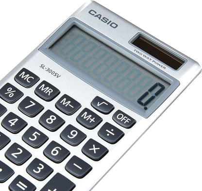 Casio SL-300SV, 8 Digit Pocket Calculator, Silver