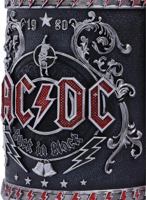 Nemesis Now Offiziell lizenzierte ACDC Back in Black Tankard Tasse, Edelstahl Harz, Schwarz, 1 Stück (1er Pack