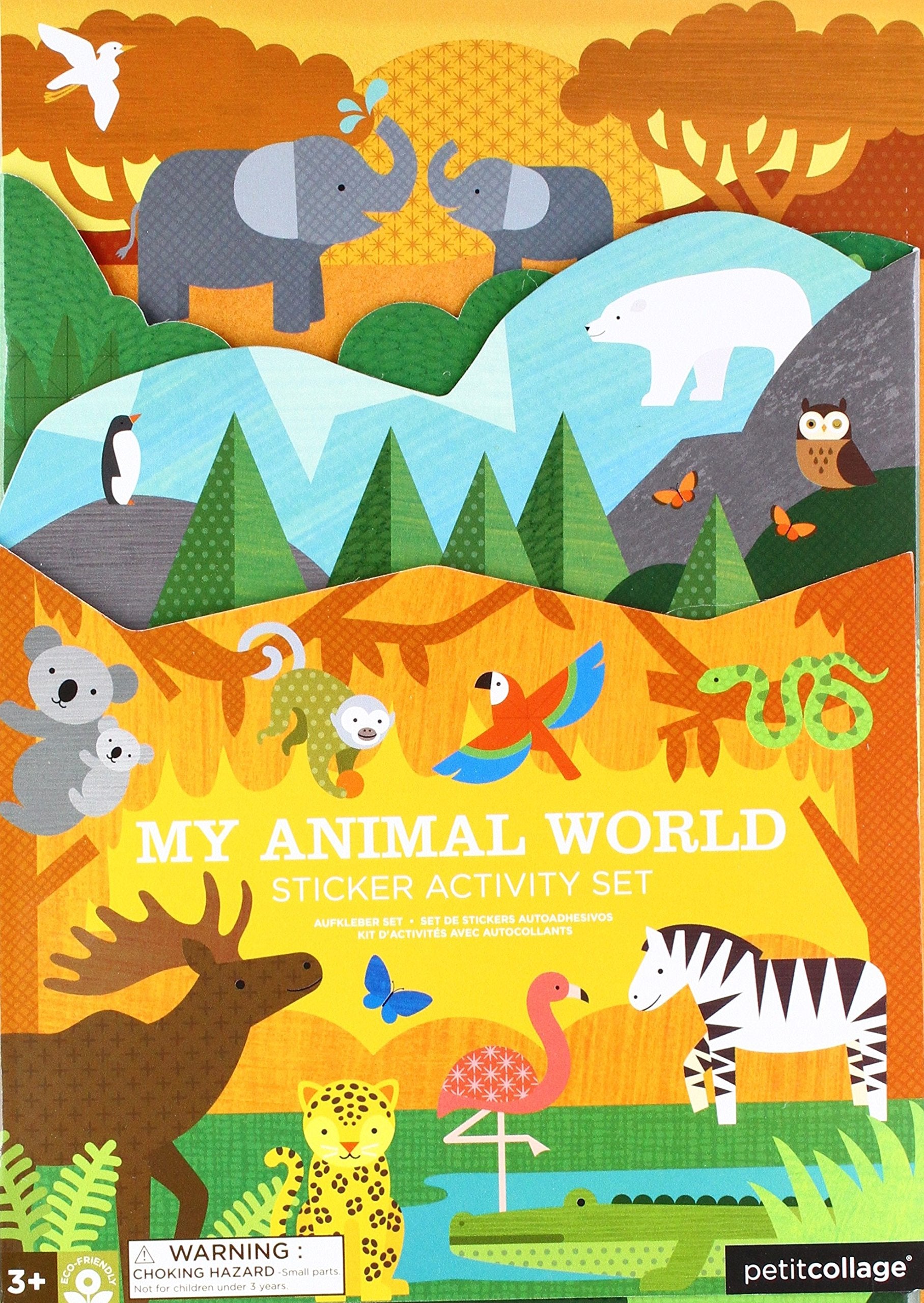 Petit Collage PTC123 Sticker Activity Set-My Animal World, Multi Coloured Animals