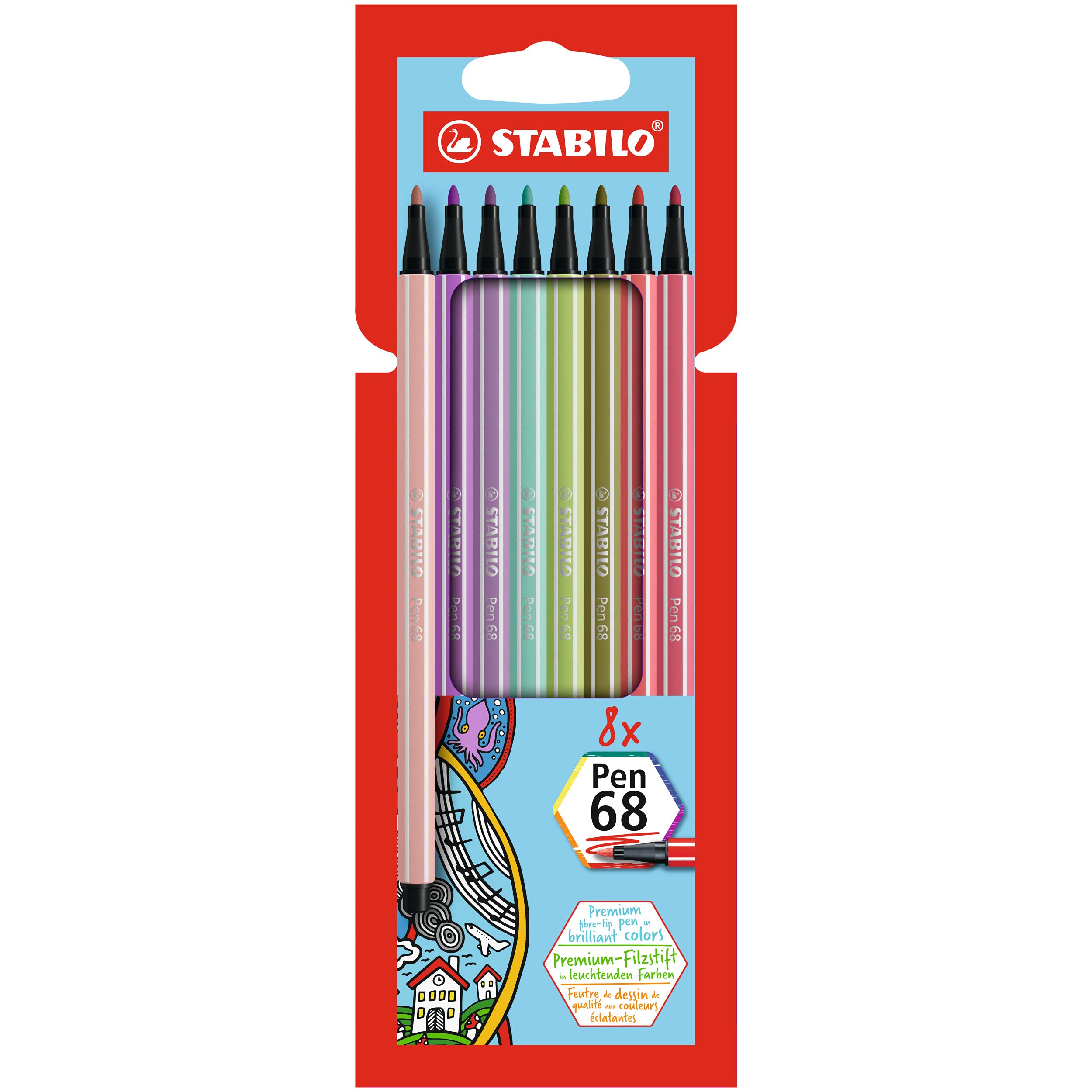 STABILO Pen 68 Wallet Set, Set of 8