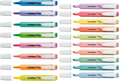 Highlighter - STABILO swing cool - Deskset of 18 - 8 x Neon Colours - 10 x Pastel Colours