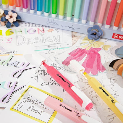 Highlighter - STABILO swing cool - Deskset of 18 - 8 x Neon Colours - 10 x Pastel Colours
