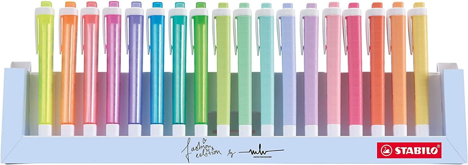 Highlighter - STABILO swing cool - Deskset of 18 - 8 x Neon Colours - 10 x Pastel Colours
