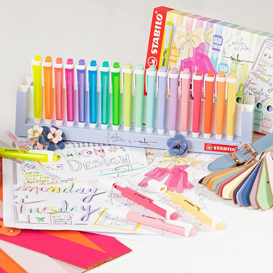 Highlighter - STABILO swing cool - Deskset of 18 - 8 x Neon Colours - 10 x Pastel Colours
