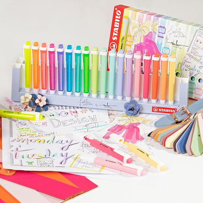 Highlighter - STABILO swing cool - Deskset of 18 - 8 x Neon Colours - 10 x Pastel Colours