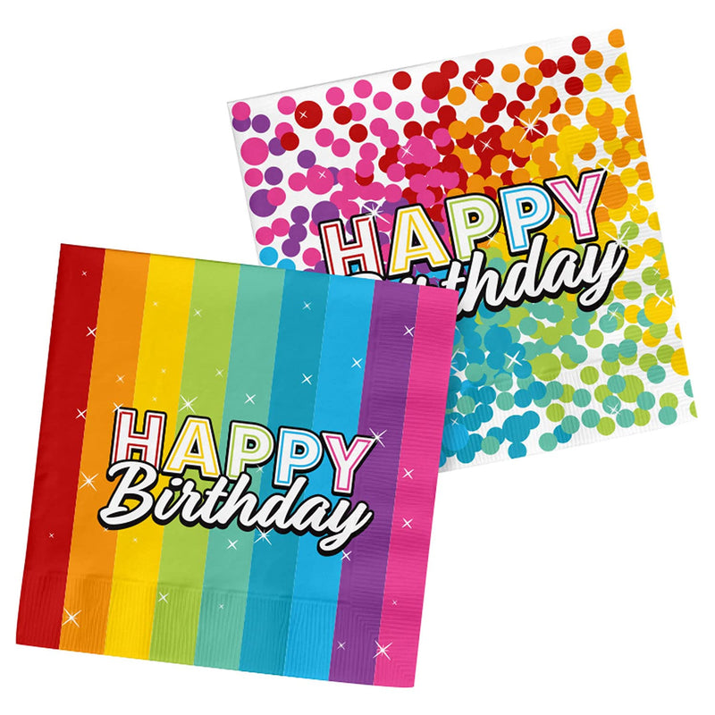 Folat - Napkins Rainbow Bday 33x33 cm - 20 pieces