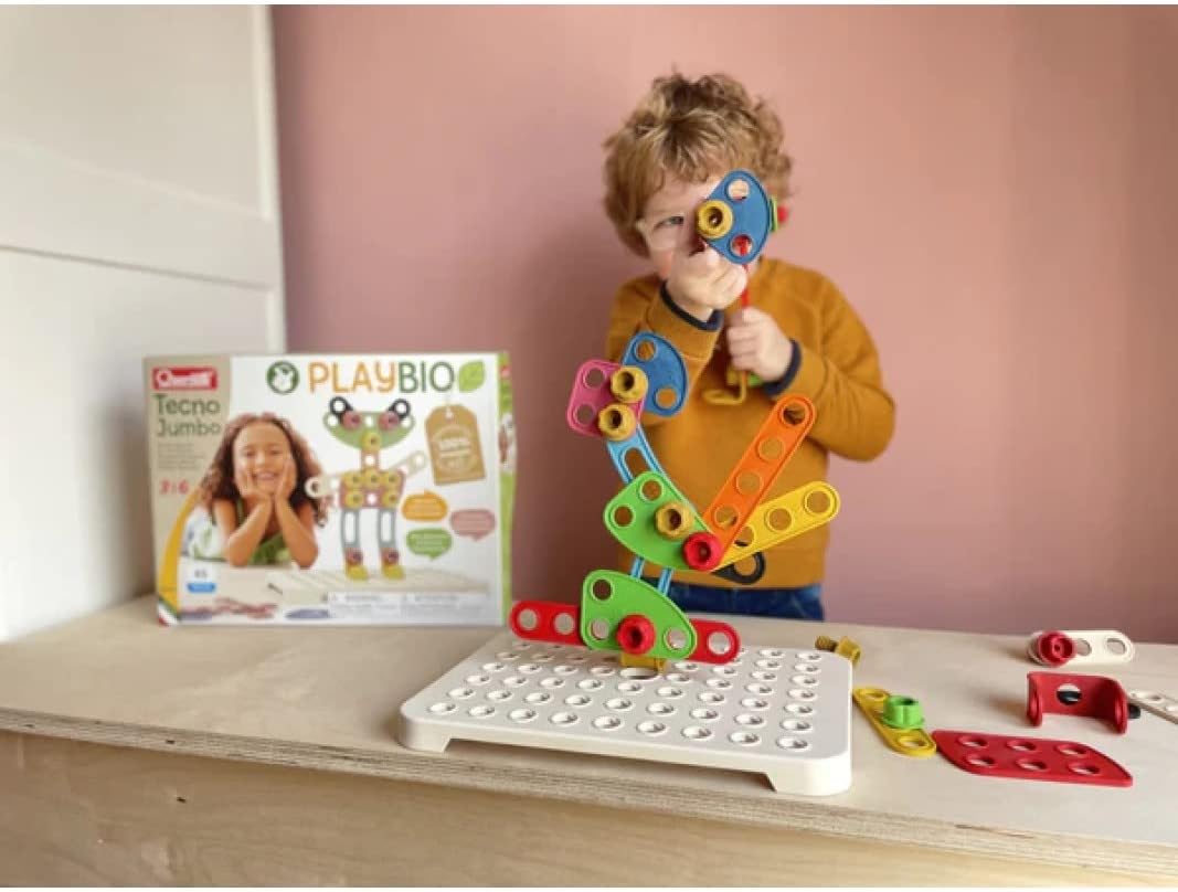 Quercetti XQU-86165 Play Bio Jumbo Techno Construction, Multicoloured